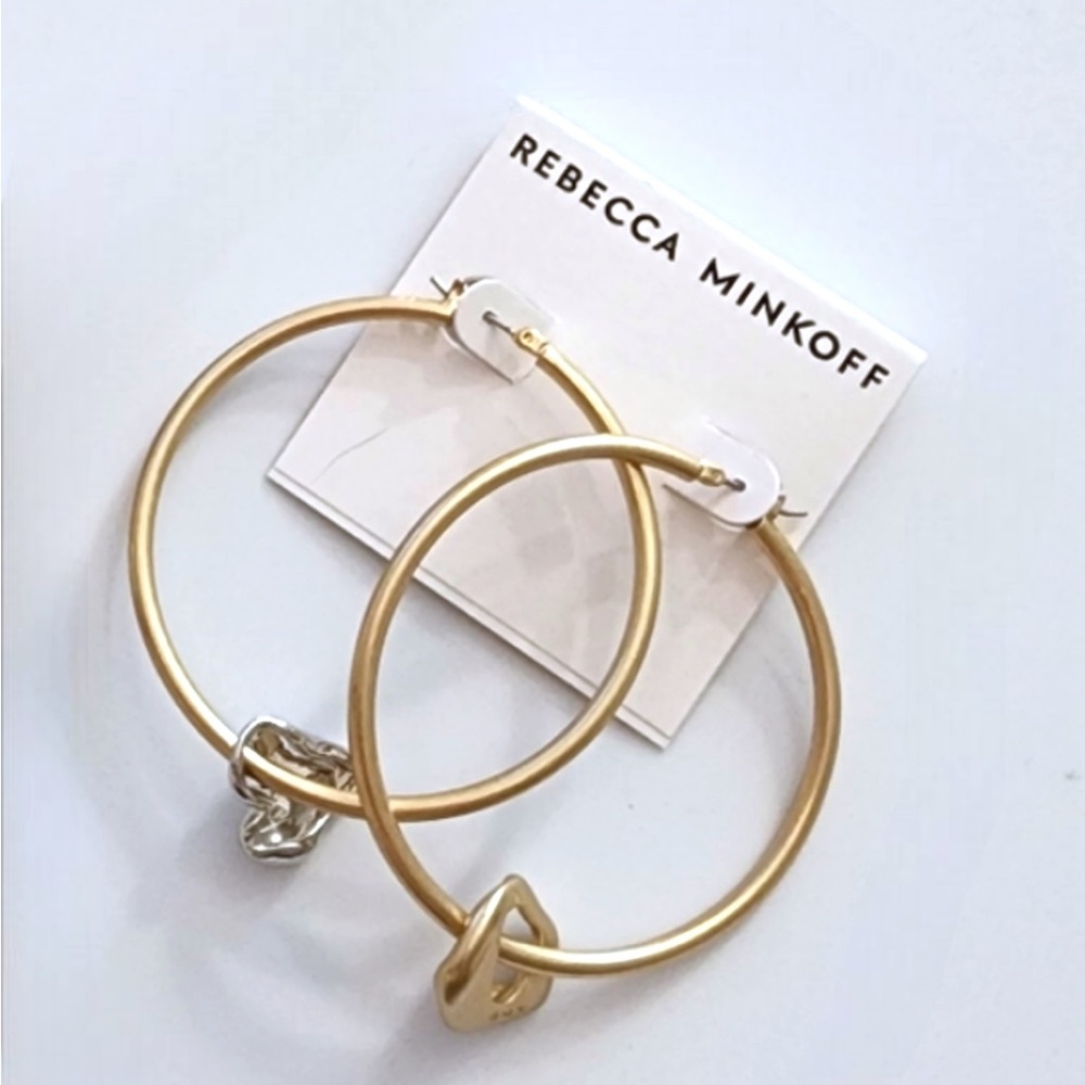 Rebecca Minkoff hoops earrings gold-tone new with tags $58